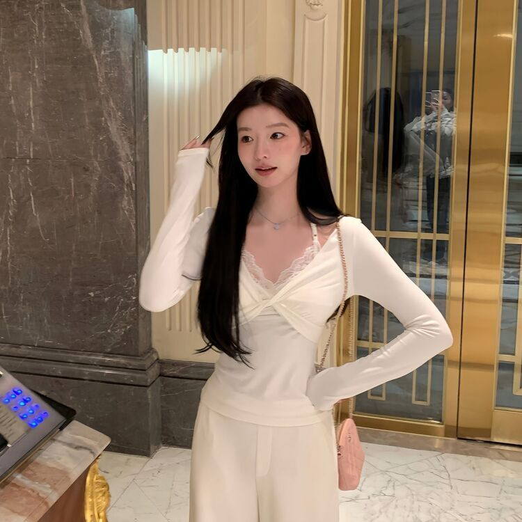 ホルターネックレースTシャツ IVORY