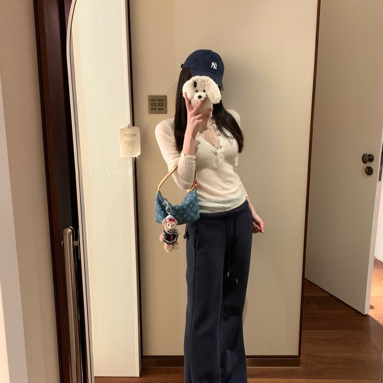 夏ニット、ボタンレースポイント WHITE