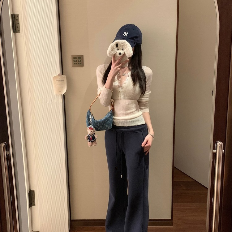 夏ニット、ボタンレースポイント WHITE