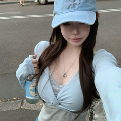 三つ編みのボレロの長袖シャツ SKY MINT