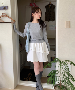 波形スリムTシャツ(5color) MELANGE GRAY