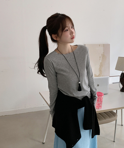 波形スリムTシャツ(5color) MELANGE GRAY