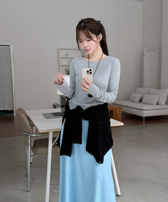 波形スリムTシャツ(5color) MELANGE GRAY