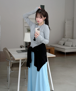 波形スリムTシャツ(5color) MELANGE GRAY