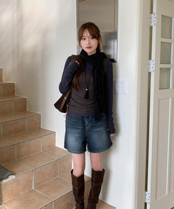 波形スリムTシャツ(5color) CHARCOAL NAVY