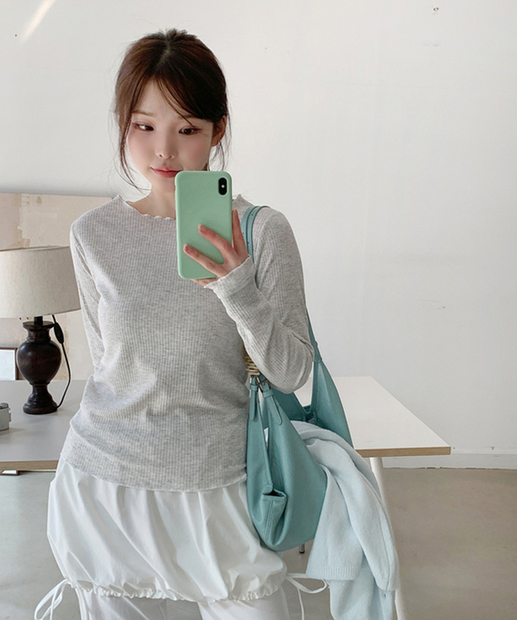 波形スリムTシャツ(5color) WHITE MELANGE