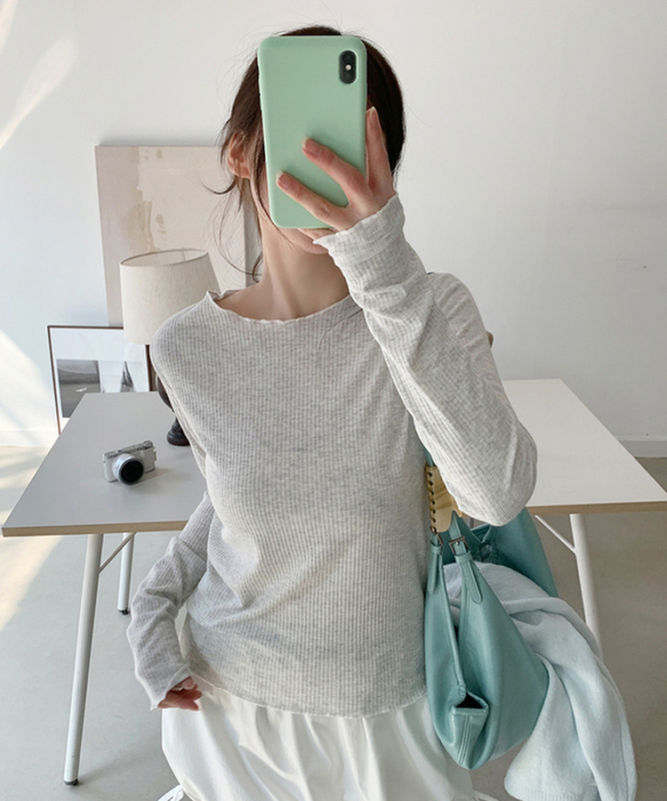 波形スリムTシャツ(5color) WHITE MELANGE