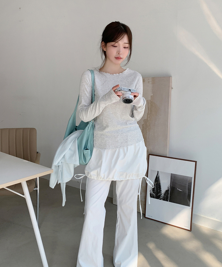 波形スリムTシャツ(5color) WHITE MELANGE