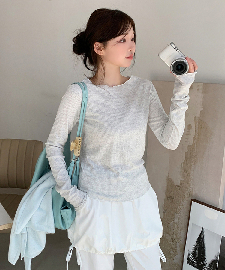 波形スリムTシャツ(5color) WHITE MELANGE