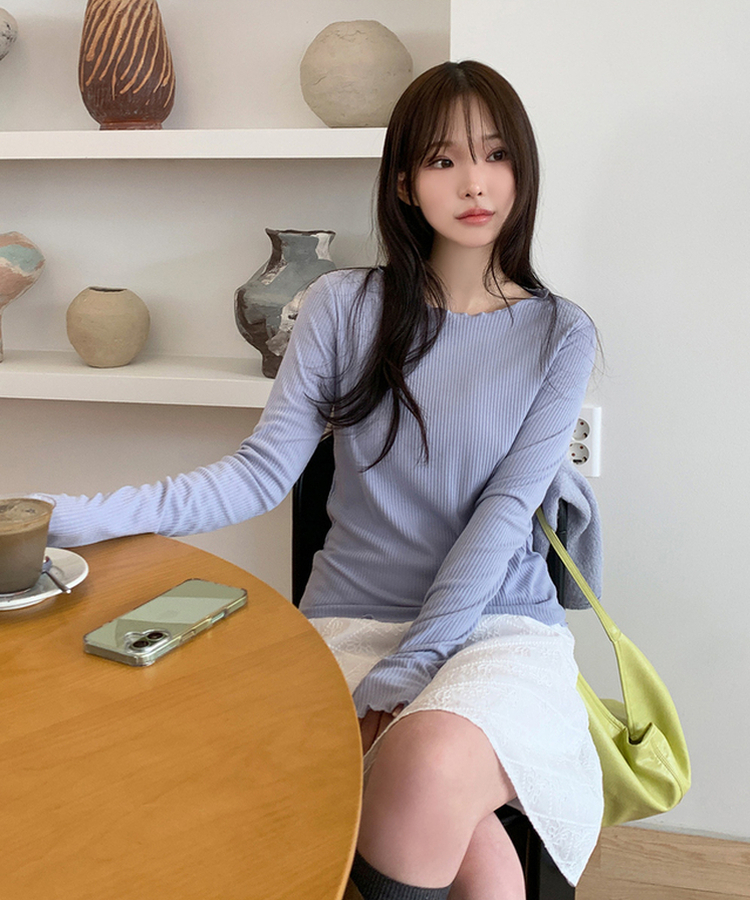 波形スリムTシャツ(5color) LAVENDER BLUE