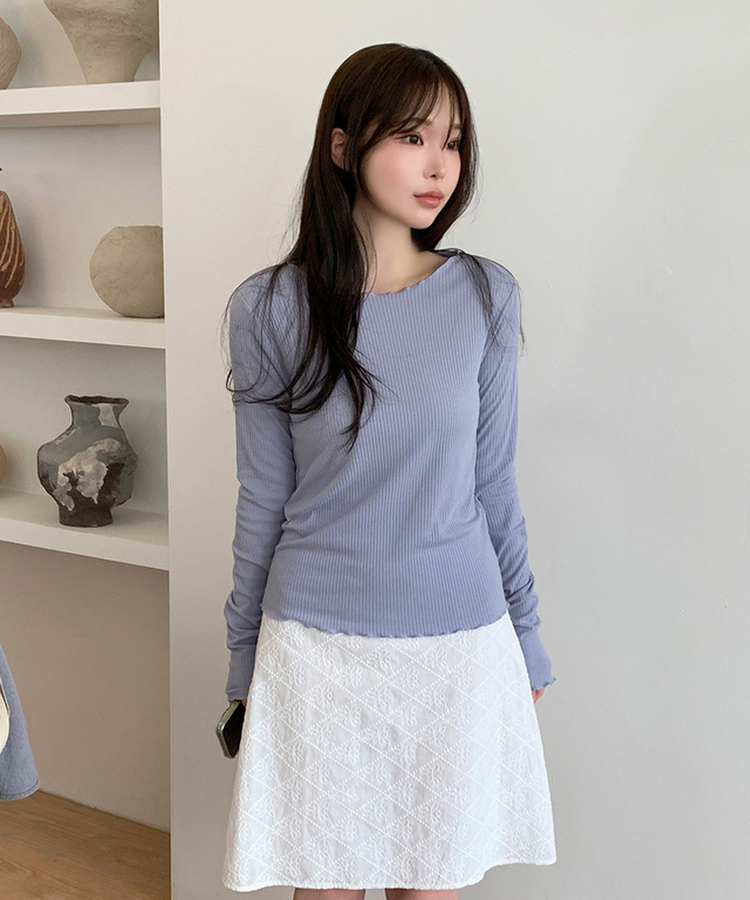 波形スリムTシャツ(5color) LAVENDER BLUE