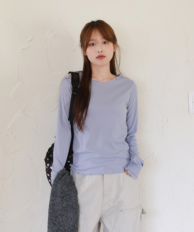 波形スリムTシャツ(5color) LAVENDER BLUE