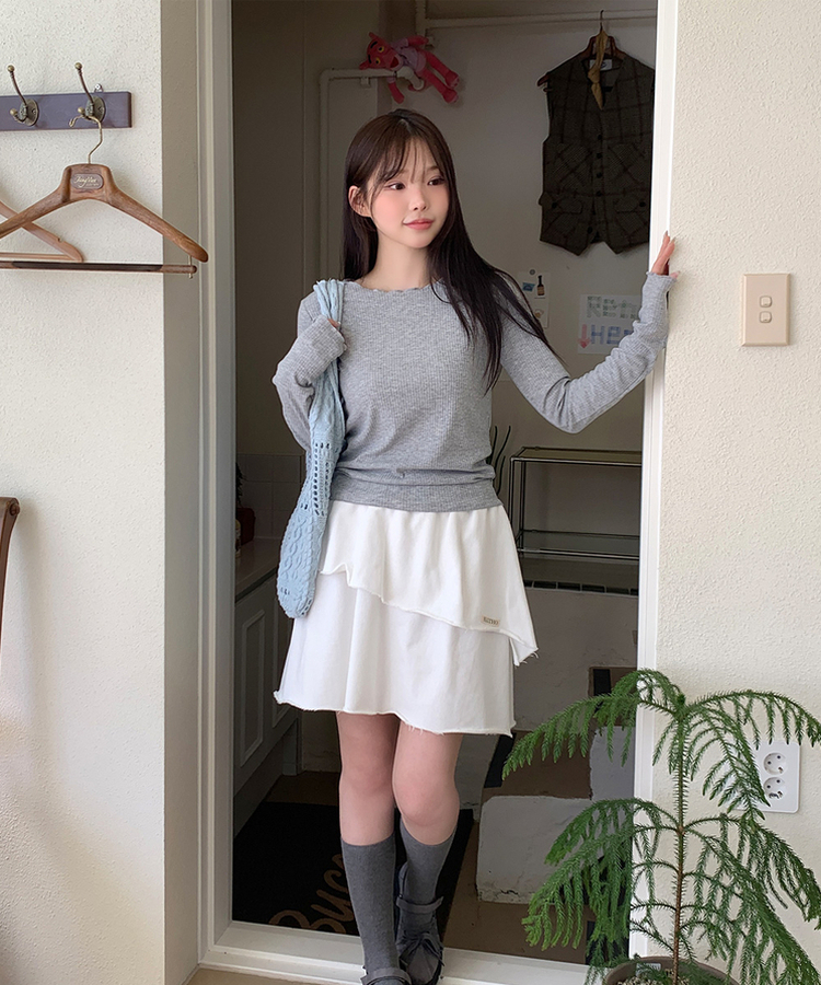 波形スリムTシャツ(5color) MELANGE GRAY