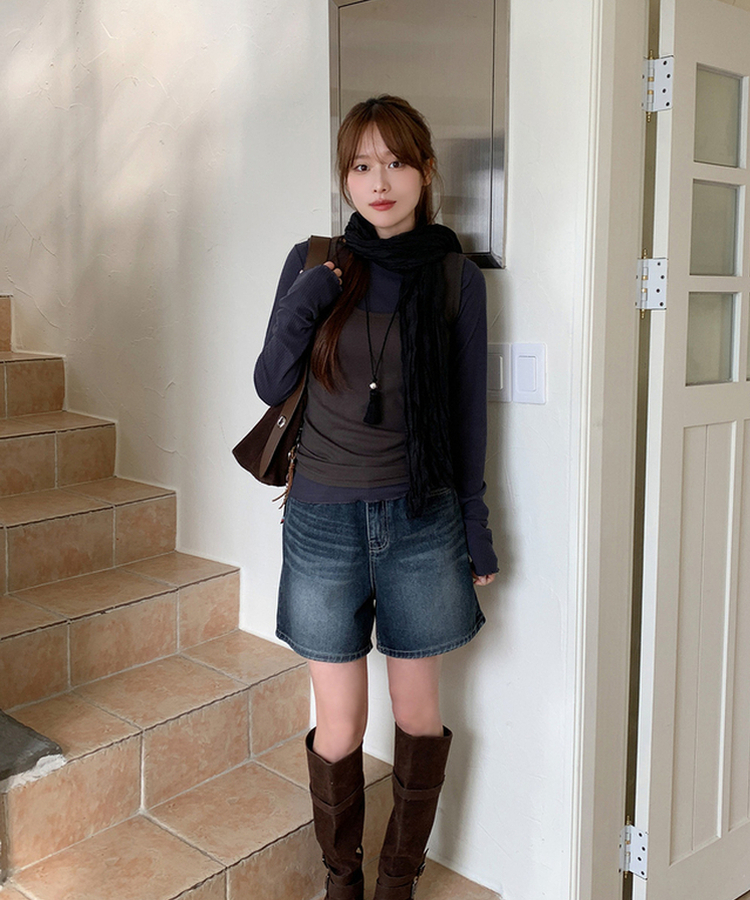 波形スリムTシャツ(5color) CHARCOAL NAVY