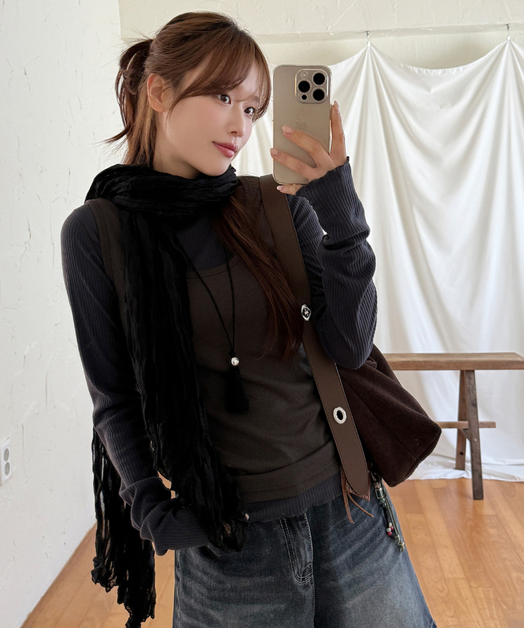 波形スリムTシャツ(5color) CHARCOAL NAVY