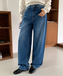 ワイドロングデニムパンツ MID DENIM