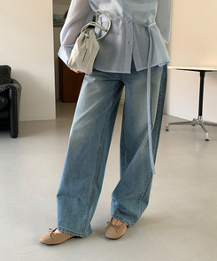 ワイドロングデニムパンツ MILK BLUE