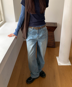 ワイドロングデニムパンツ MILK BLUE