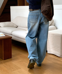 ワイドロングデニムパンツ MILK BLUE