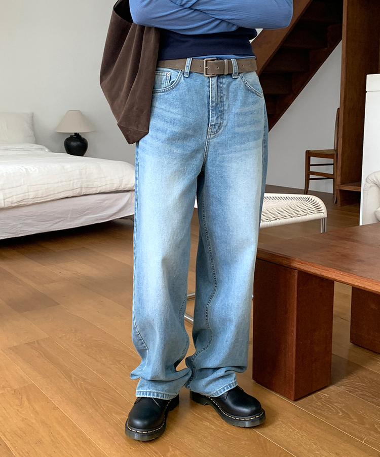 ワイドロングデニムパンツ MILK BLUE