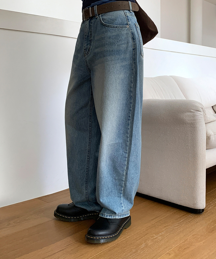 ワイドロングデニムパンツ MILK BLUE