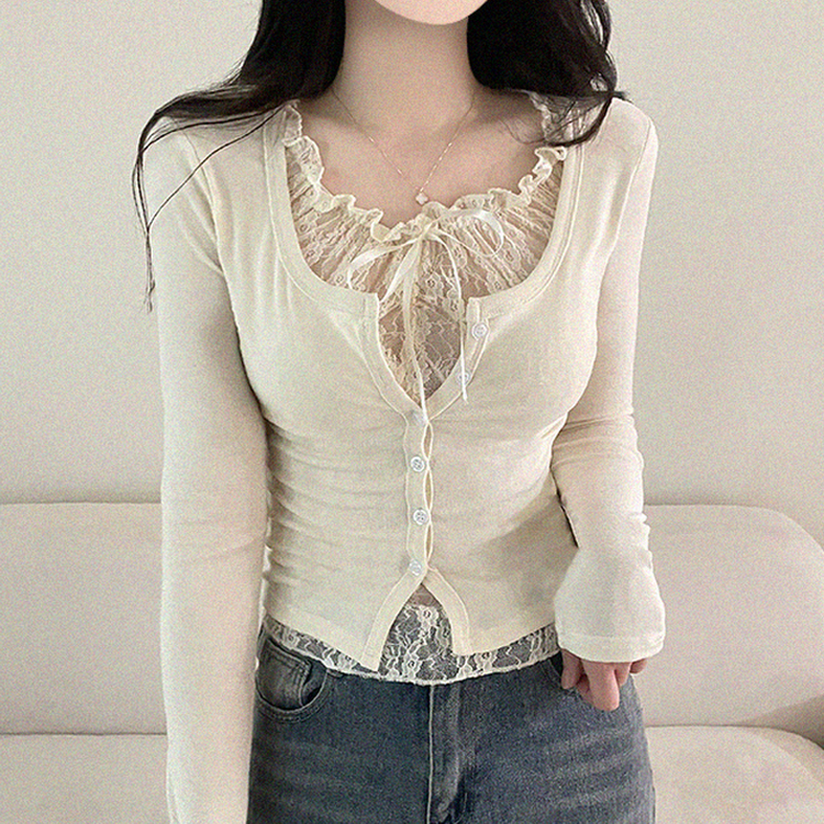 リボンレイヤード長袖Tシャツ(5color) BEIGE