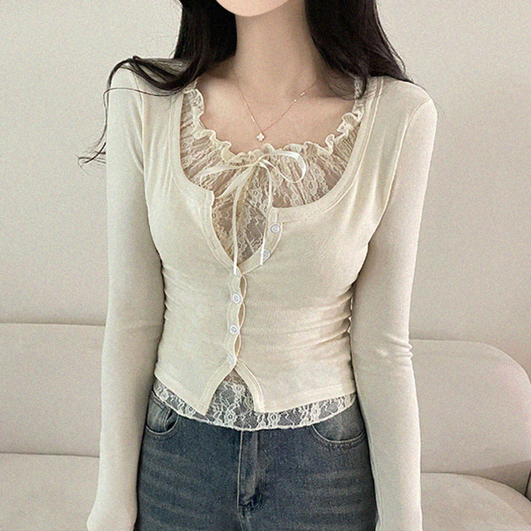 リボンレイヤード長袖Tシャツ(5color) BEIGE