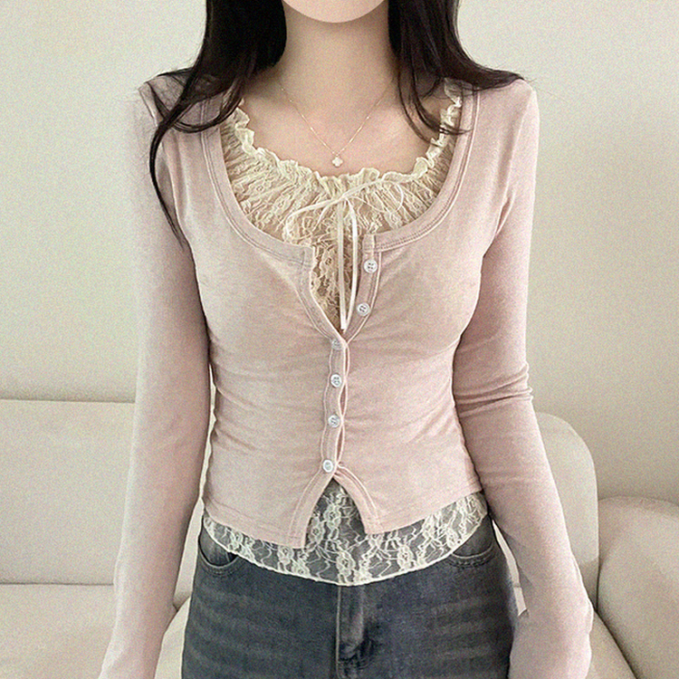 リボンレイヤード長袖Tシャツ(5color) PINK