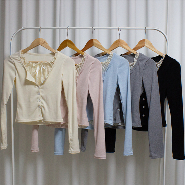 リボンレイヤード長袖Tシャツ(5color)