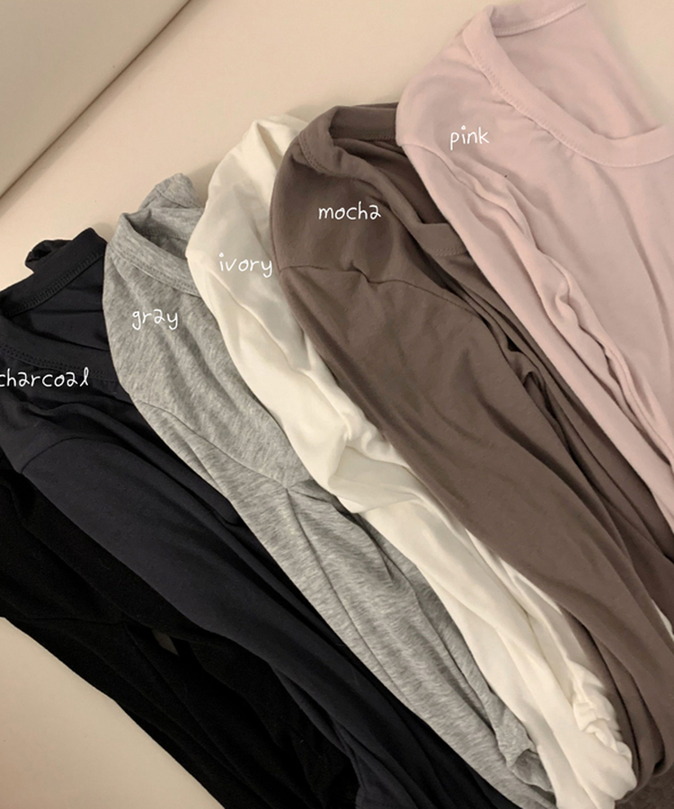 Uスクエアネック長袖Tシャツ(6color)