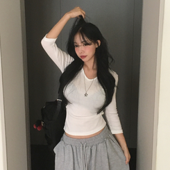 7分丈インナーTシャツ(10color) IVORY