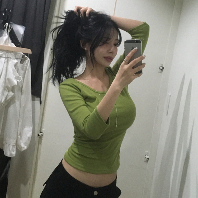 7分丈インナーTシャツ(10color) LIGHT GREEN