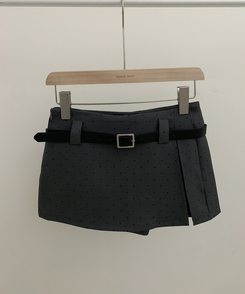 【ベルト付き】ドットミニスカートパンツ