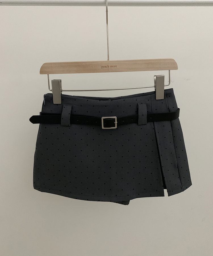 【ベルト付き】ドットミニスカートパンツ