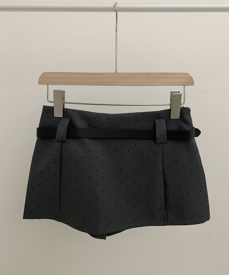 【ベルト付き】ドットミニスカートパンツ
