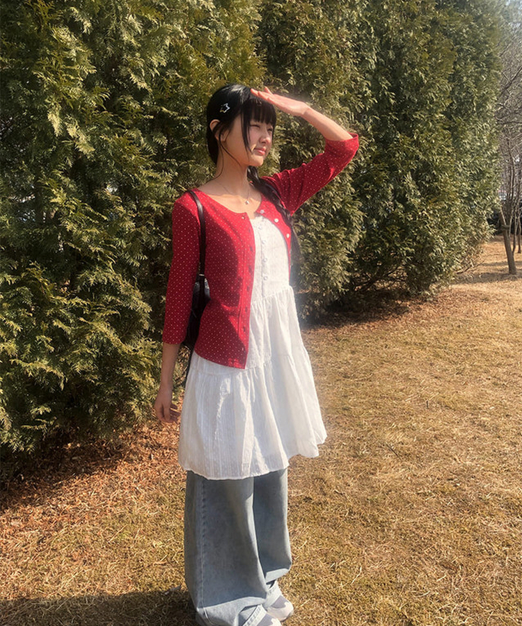 フラワーパンチングレースワンピース IVORY