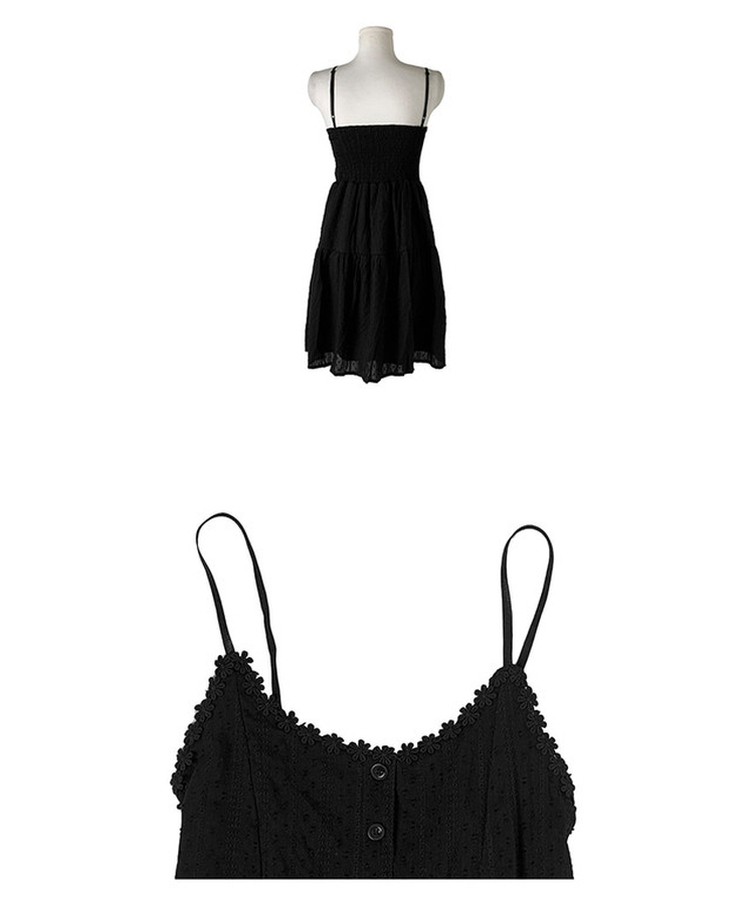 フラワーパンチングレースワンピース