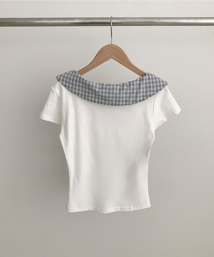 チェックスカーフレイヤード半袖Tシャツ