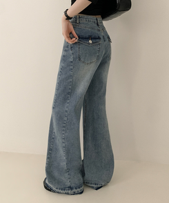 【丈別】ウォッシュドブーツカットデニム MID DENIM