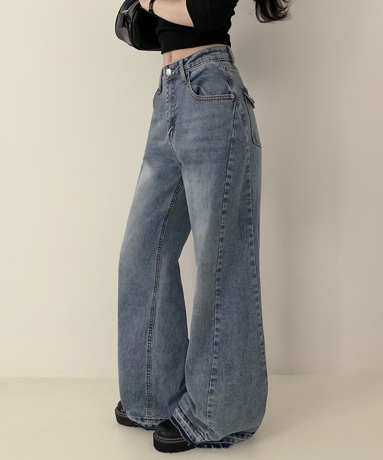 【丈別】ウォッシュドブーツカットデニム MID DENIM