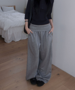 ピンタックワイドトレーニングパンツ GREY