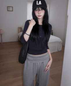 ピンタックワイドトレーニングパンツ GREY