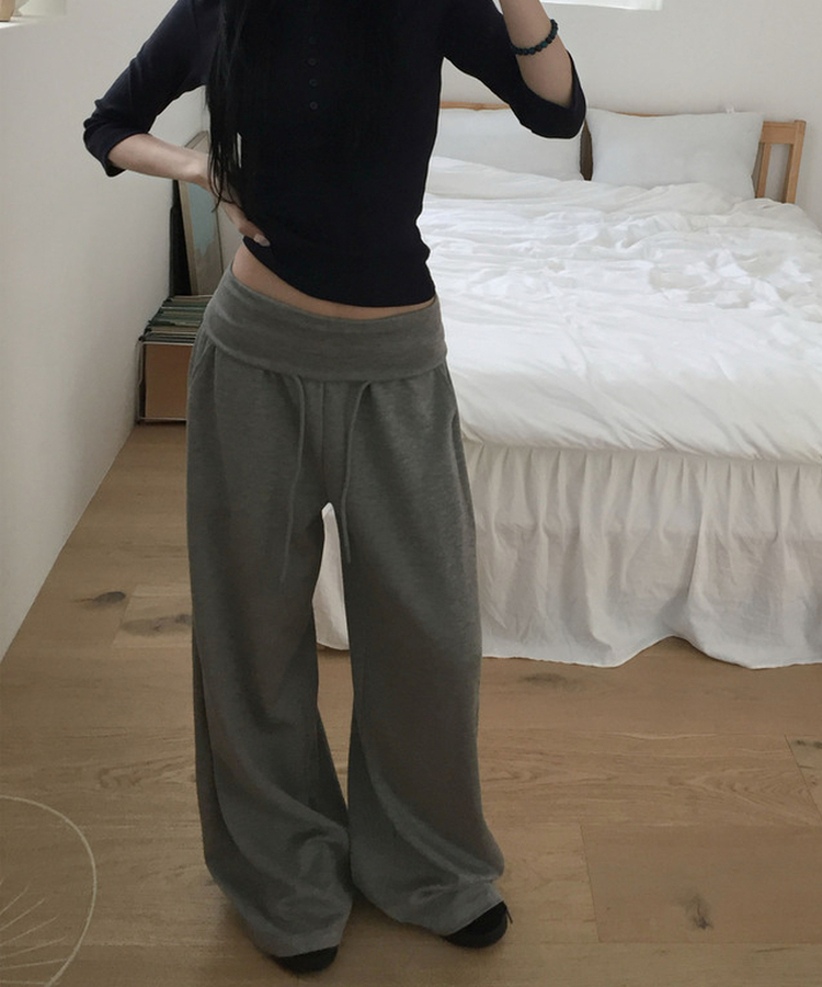 ピンタックワイドトレーニングパンツ GREY