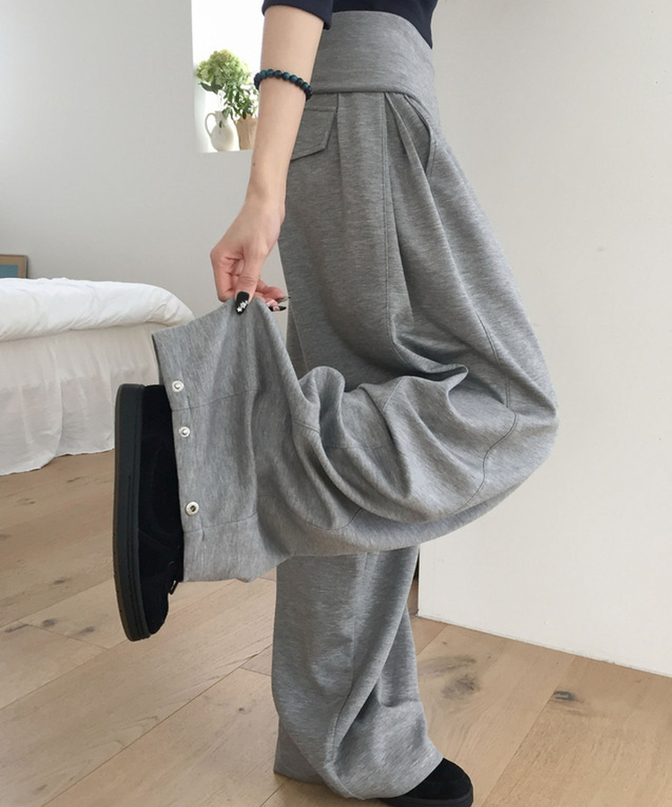 ピンタックワイドトレーニングパンツ GREY