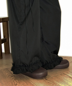 プリーツレイヤードワイドスカートパンツ BLACK