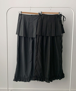 プリーツレイヤードワイドスカートパンツ