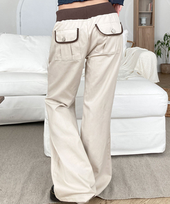 ストリングバックポケットブーツカットパンツ BEIGE