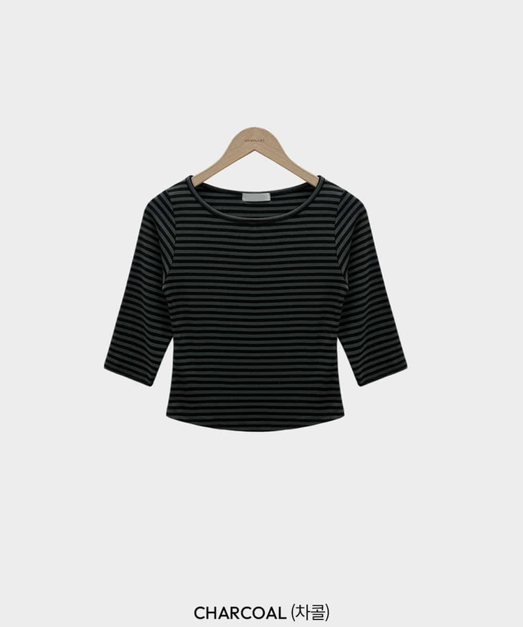 세상 부드러운 촉감말랑 보들 단가라 7부 라운드 굴림 티셔츠