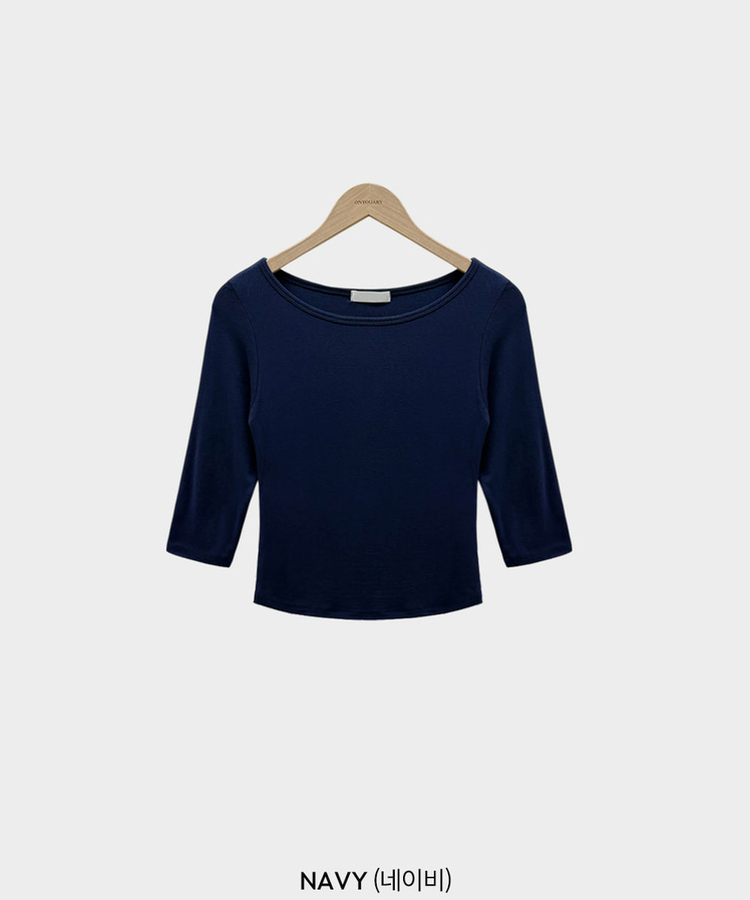 라인정리 베이직 데일리 여리핏 7부 긴팔 라운드 굴림 티셔츠