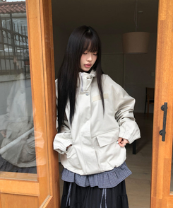 カジュアルコットンフードジャンパー Stone